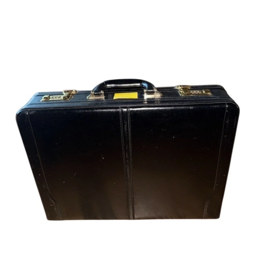 McKlein Leather Attache Briefcase Hard Case Dual‎ Combo Lock vintage old money